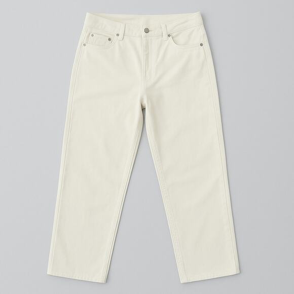 BRAND NEW! EILEEN FISHER COTTON VELVETEEN STRAIGHT LEG JEANS Beige SIZE 12 - Picture 1 of 11